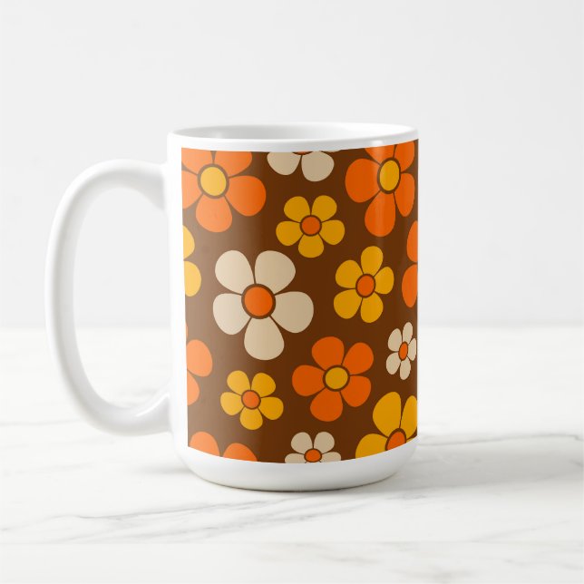 Retro Mod 1960s Style Flower Pattern  Coffee Mug (Left)