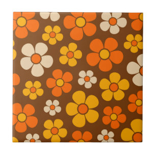 Retro Mod 1960s Style Flower Pattern Tile