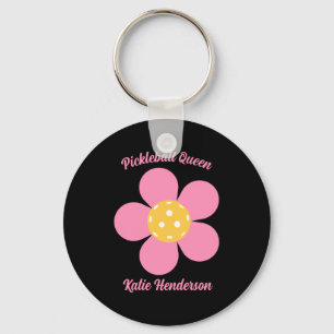 Retro Mod 70s Ckleball Flower D  Key Ring