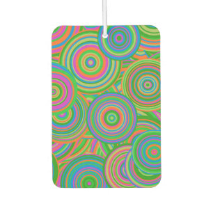Retro mod abstract circles,Green and Orange-red Car Air Freshener