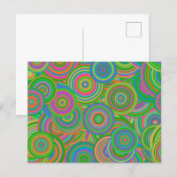 Retro mod abstract circles,Green and Orange-red