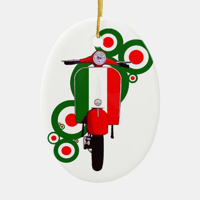 Retro Mod  Art Italian Scooter Ceramic Tree Decoration (Front)