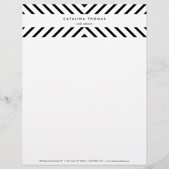 Retro Mod Black and White Pattern Custom Letterhead (Front)