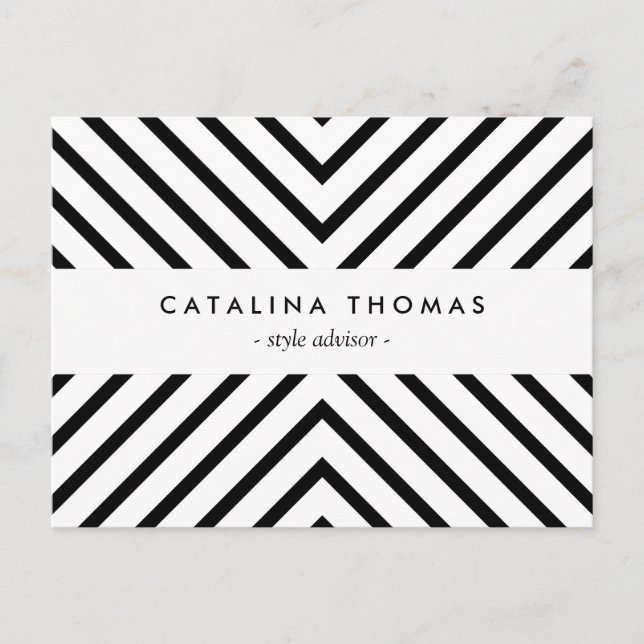 Retro Mod Black and White Pattern Postcard (Front)