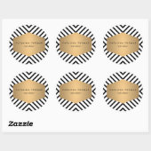 Retro Mod Black and White Pattern with Gold Emblem Classic Round Sticker (Sheet)