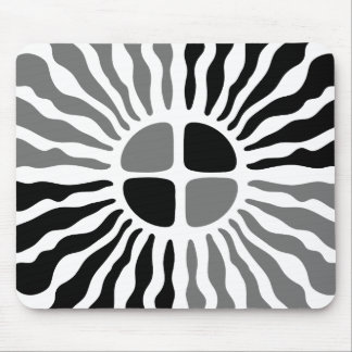 Retro Mod Black and White Sunburst Geometric Mouse Mouse Pad