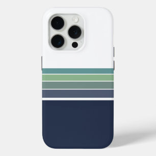 Retro/Mod Blue and Green Striped iPhone 15 Pro Case
