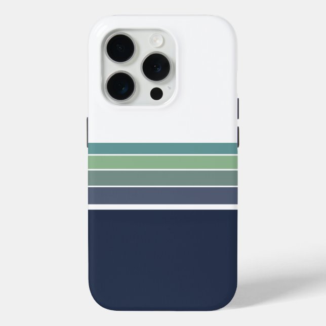Retro/Mod Blue and Green Striped  Case-Mate iPhone Case (Back)