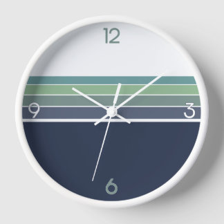 Retro/Mod Blue and Green Striped  Clock