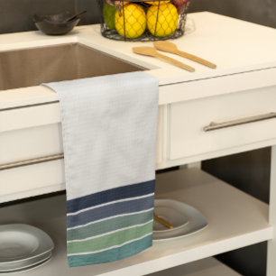 Retro/Mod Blue and Green "Surfboard" Striped Tea Towel