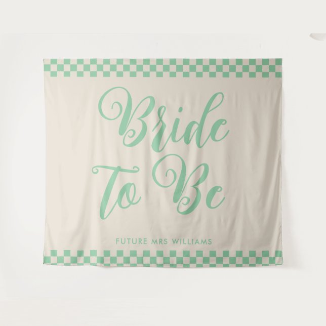 Retro Mod bride to be Bridal Shower Backdrop Tapestry (Front (Horizontal))