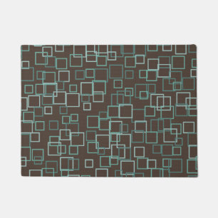 Retro Mod Brown Turquoise Pattern Doormat Rug