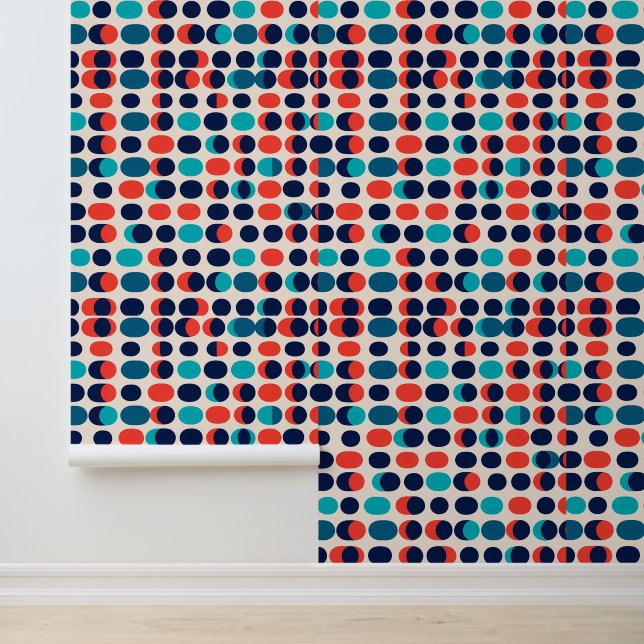 Retro Mod Capsules: Vibrant Geometric Pattern Wallpaper (Application)