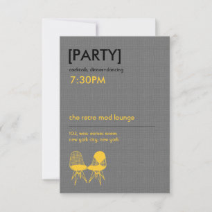 Retro Mod Chair Pair Eames Wedding Reception Invitation