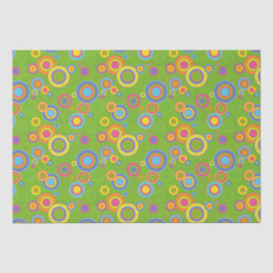 Retro Mod Circles on Green Tissue Paper
