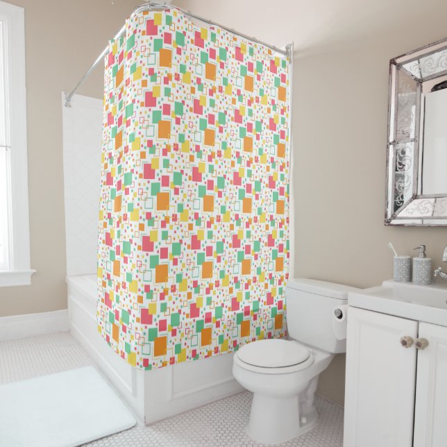Retro Mod Citrus Shower Curtain (In Situ)