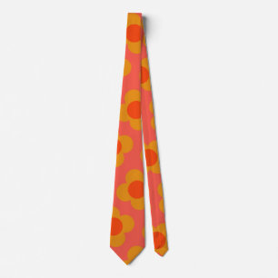 Retro Mod Flower Pattern in Orange   Tie
