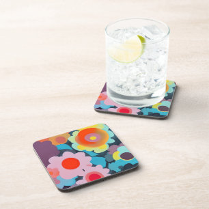 Retro mod flowers  coaster