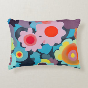 Retro mod flowers  decorative cushion