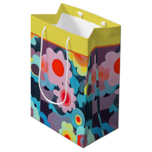 Retro mod flowers medium gift bag