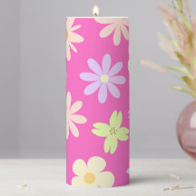 Retro Mod Flowers on Pink