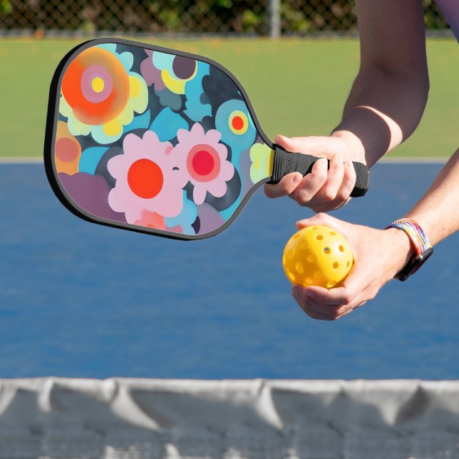 Retro mod flowers  pickleball paddle (Insitu)