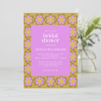 Retro Mod Flowers Purple and Yellow Bridal Shower