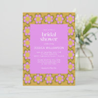 Retro Mod Flowers Purple and Yellow Bridal Shower