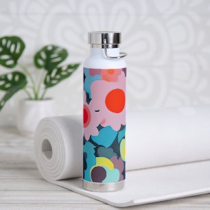 Retro mod flowers water bottle