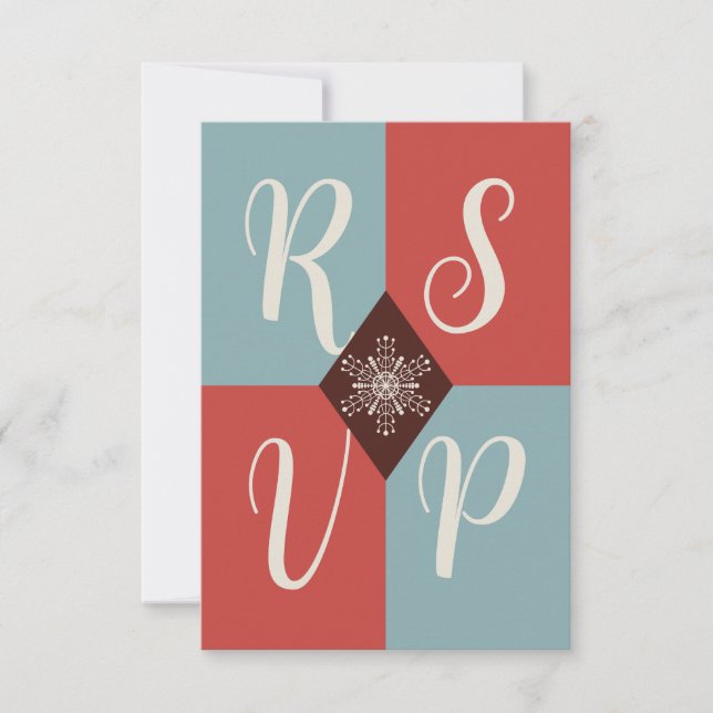 Retro Mod Geometric Christmas RSVP Card (Front)