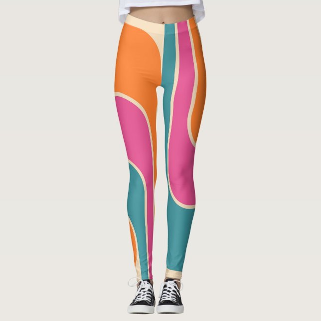 Retro Mod Geometric Design Leggings (Front)