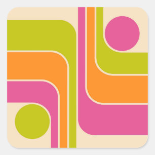 Retro Mod Geometric Design Square Sticker
