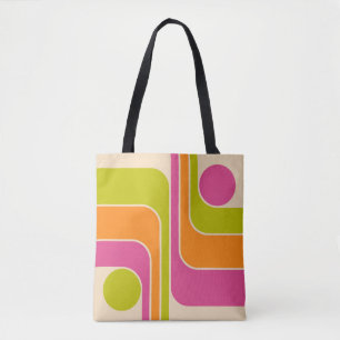 Retro Mod Geometric Design Tote Bag