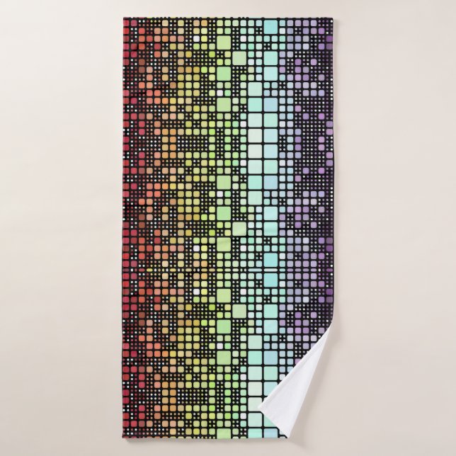 Retro Mod Geometric Groovy Funky Neurogender Pride Bath Towel Set (Bath Towel)