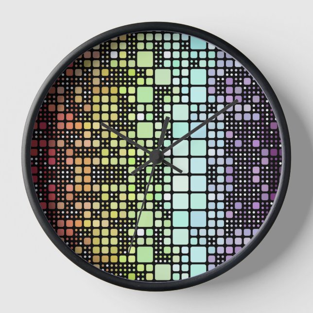 Retro Mod Geometric Groovy Funky Neurogender Pride Clock (Front)