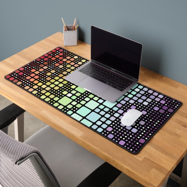 Retro Mod Geometric Groovy Funky Neurogender Pride Desk Mat (Office 2)
