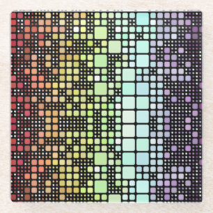 Retro Mod Geometric Groovy Funky Neurogender Pride Glass Coaster