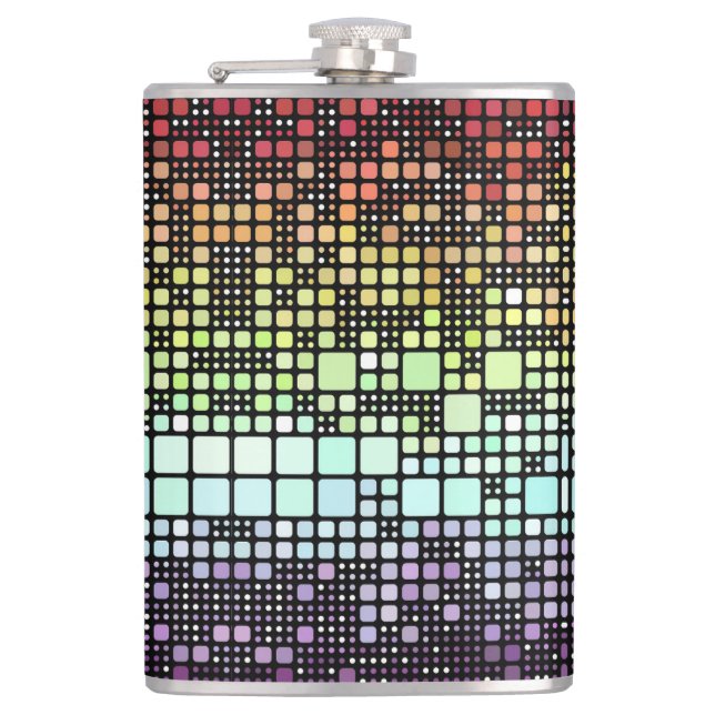 Retro Mod Geometric Groovy Funky Neurogender Pride Hip Flask (Front)