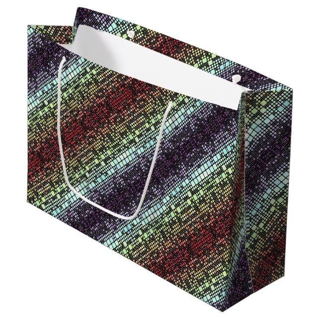 Retro Mod Geometric Groovy Funky Neurogender Pride Large Gift Bag (Front Angled)