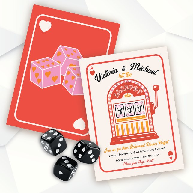 Retro Mod Hit the Jackpot Slot Machine Party Invitation (Creator Uploaded)