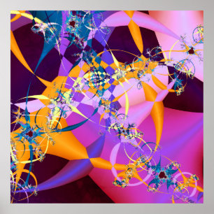 Retro-Mod Mandelbrot Art Print Poster