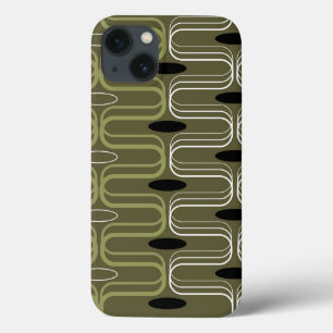 Retro Mod Ogee Pod Green Abstract Art Phone Case