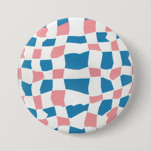 Retro Mod Pink Blue Checkerboard Abstract 7.5 Cm Round Badge