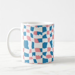 Retro Mod Pink Blue Chequerboard Abstract Coffee Mug