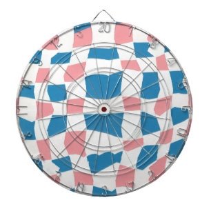 Retro Mod Pink Blue Chequerboard Abstract Dartboard
