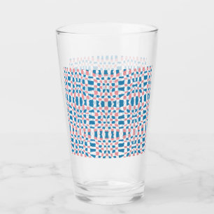 Retro Mod Pink Blue Chequerboard Abstract Glass