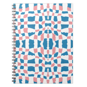 Retro Mod Pink Blue Chequerboard Abstract Notebook