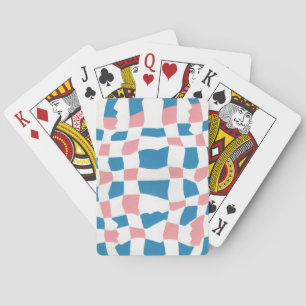 Retro Mod Pink Blue Chequerboard Abstract Playing Cards