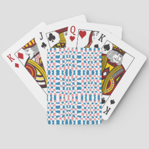 Retro Mod Pink Blue Chequerboard Abstract Playing Cards