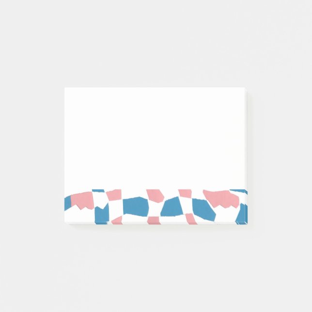 Retro Mod Pink Blue Chequerboard Abstract Post-it Notes (Front)